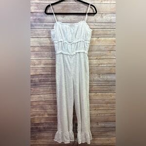 MAJORELLE Cream Ruffle Trim Jumpsuit